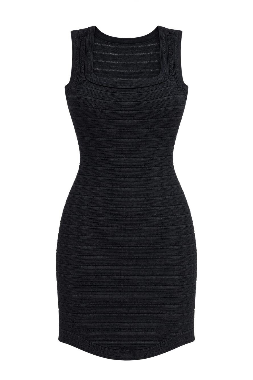 Alaïa NWT Azzedine Alaïa Era Black Textured Knit Bodycon Dress FR 40